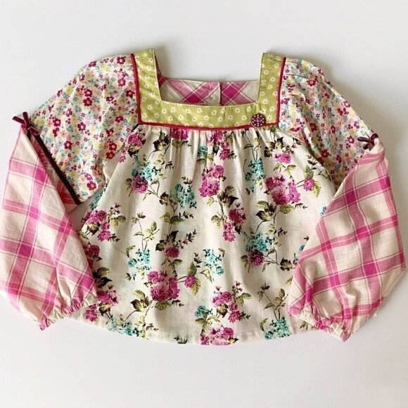NWT Matilda Jane Girl Art School Mixed-Print Peasant Top 2T 8 years 10 years - Picture 1 of 12